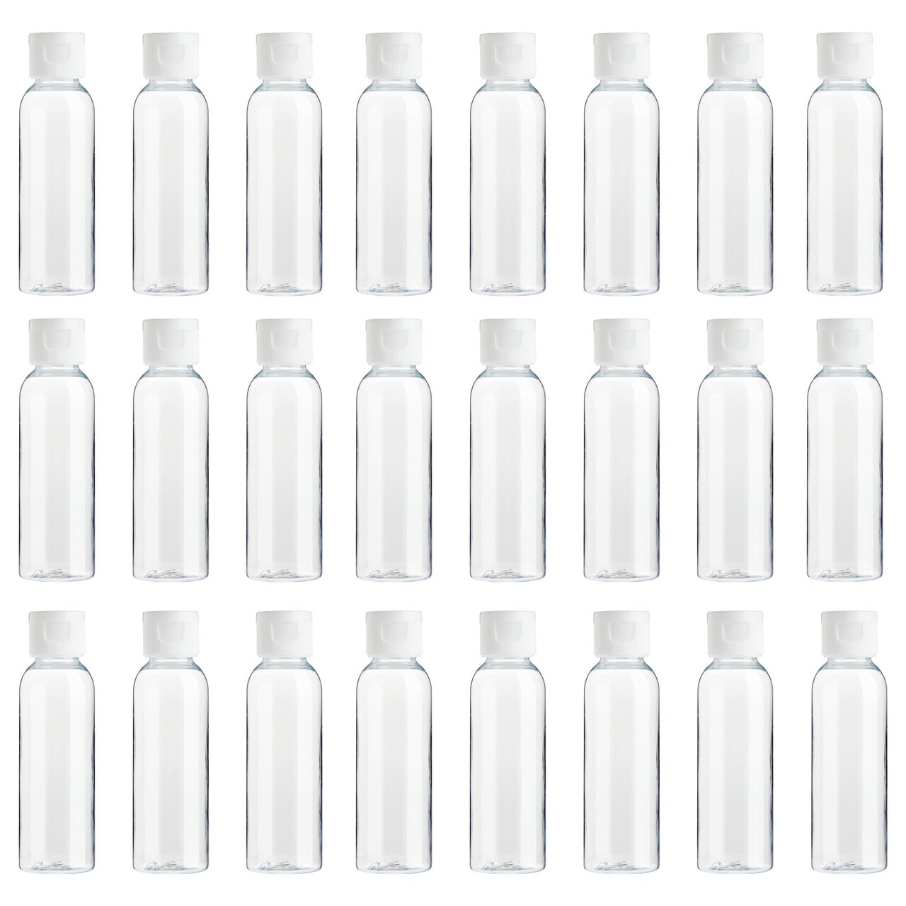 24 Pack Plastic Empty 2oz Travel Bottles with Flip Cap, Refillable Containers for Toiletries, Lotion, Liquid